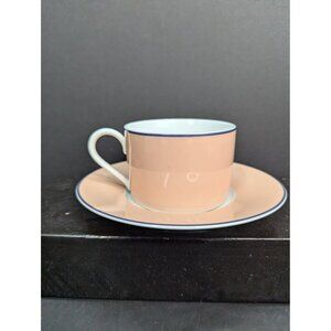Nikko Fine China Patra Peach Porcelain Flat Coffee Cup with Saucer 8 Oz